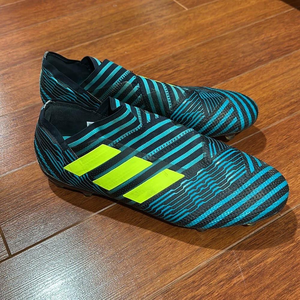 Men’s Adidas Nemeziz 17 + 360 Agility Bandage Soccer Cleats - Black and Teal